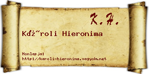 Károli Hieronima névjegykártya